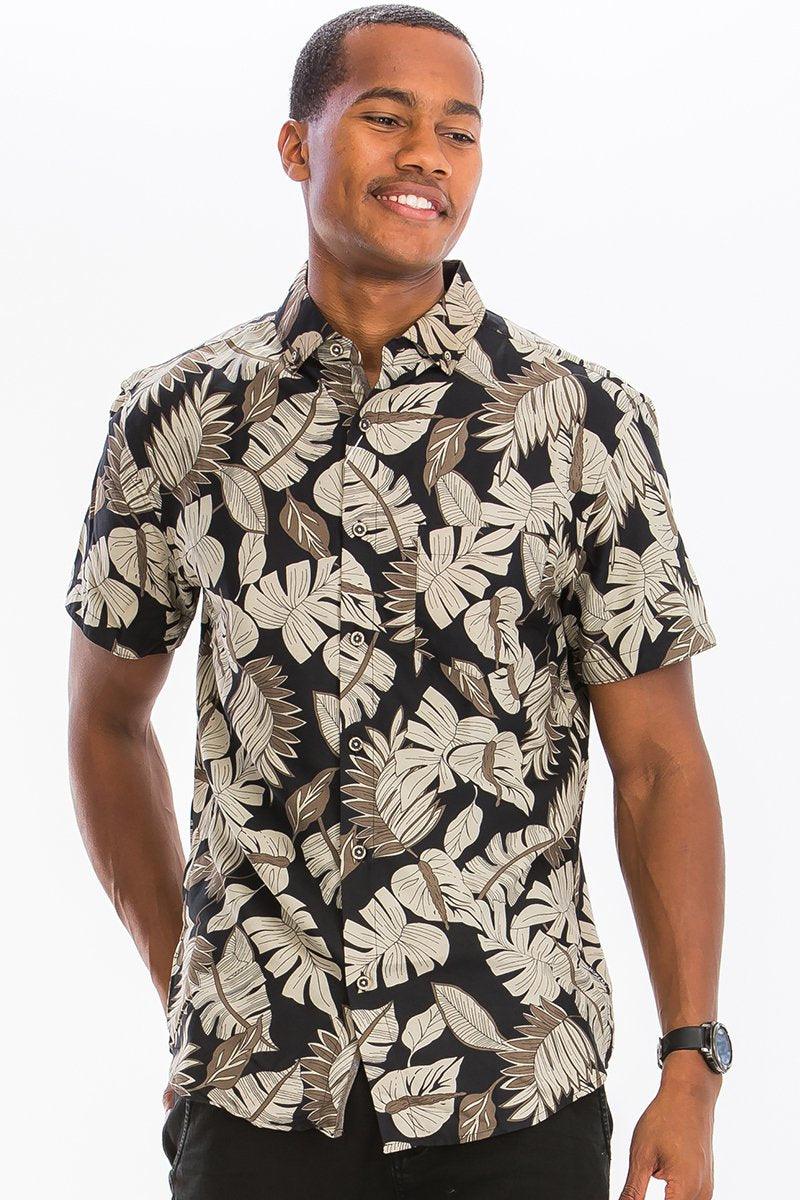 Hawaiian Print Button Down Shirt - Sterilamo