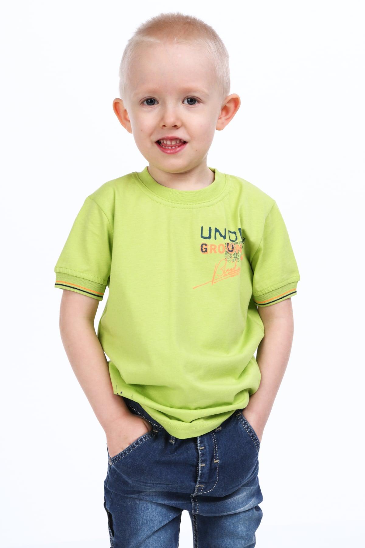 Lime boy t-shirt with inscriptions NDZ7337 - Sterilamo